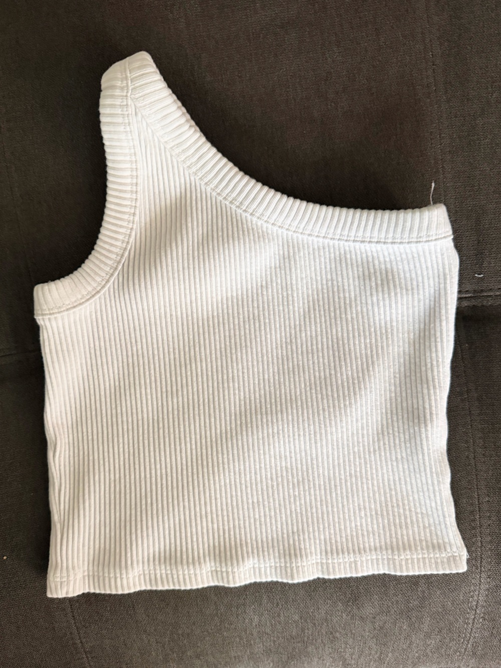 Zara White Ribbed One-Shoulder Crop Top